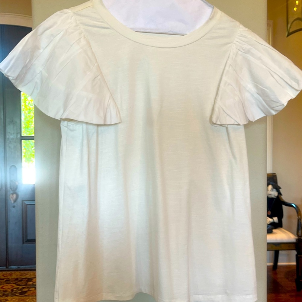 Knit top with taffeta like sleeves.  THML, Size L